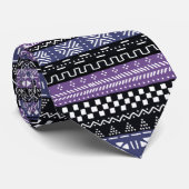 Cravate De Style Tribal Moderne Violet Et Noir (Roulé)