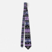 Cravate De Style Tribal Moderne Violet Et Noir (Dos)