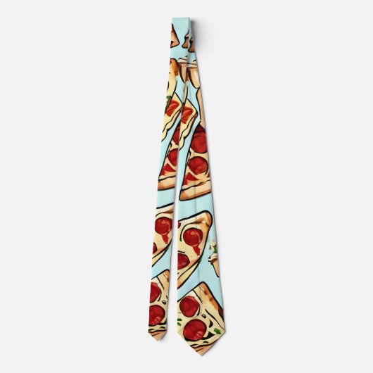 Cravate de tranche de pizza bleue (Dos)