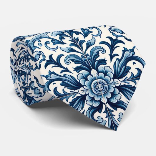 Cravate de tuiles bleu portugais (Roulé)