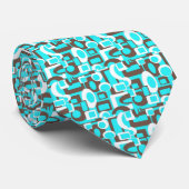 Cravate de turquoise, de brun et blanche d'art op (Roulé)