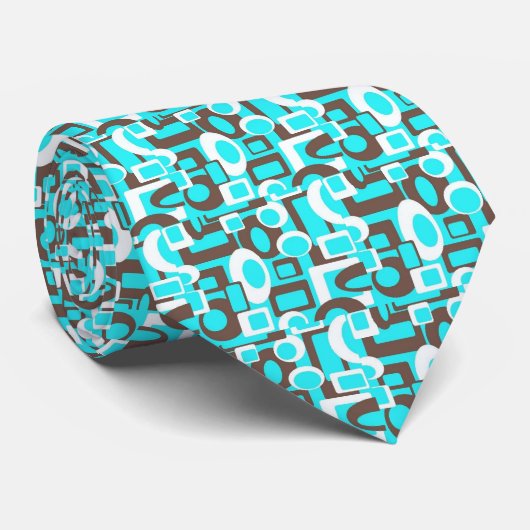 Cravate de turquoise, de brun et blanche d'art op (Roulé)