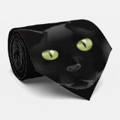 Cravate de yeux verts de chat noir (Roulé)