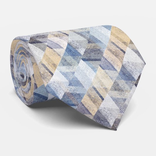 Cravate de zigzag beige, bleu clair texturé (Roulé)