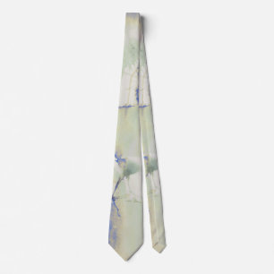 Cravate Décadence Aquarelle En Vert Pâle Et Bleu