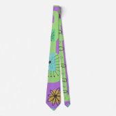 Cravate Décal floral Ethnic Print Green Purple Black 2 (Devant)