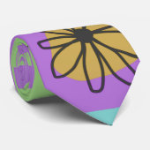 Cravate Décal floral Ethnic Print Green Purple Black 2 (Roulé)