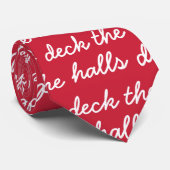Cravate Deck Les Halls Noël Vacances Simple Script Rouge (Roulé)