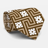 Cravate Déco clé grecque, Taupe tan et Brown (Roulé)