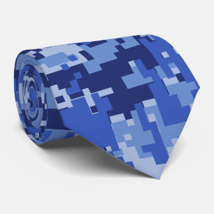 Cravate Décor de camouflage numérique bleu