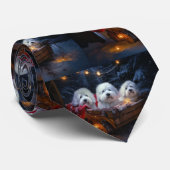 Cravate Décor de Noël Coton De Tulear Snowy Sleigh (Roulé)