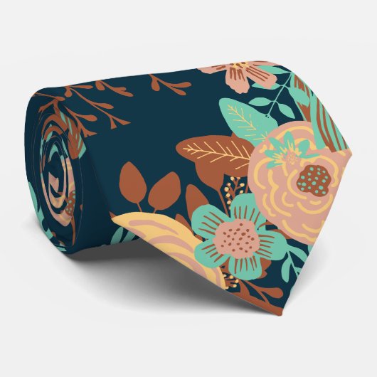 Cravate Décor Floral Boho moderne (Roulé)