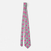 Cravate Décor grec, gris / gris et rose Fuchsia (Dos)