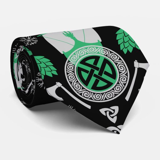 Cravate Décor maison scandinave Viking Norsemen (Roulé)