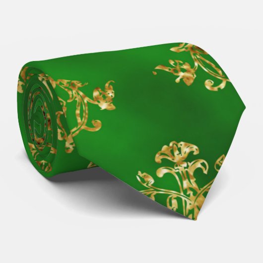 Cravate Décorative Verte Et Or (Roulé)