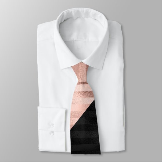 Cravate Découpe moderne Chic Rose Rose Or Triangle Noir (Attaché)