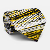 Cravate Découpe technique - Noir, Blanc et Ambre (Roulé)