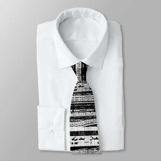Cravate Découpe technique - noir, blanc et gris (Attaché)