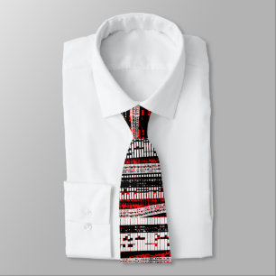 Cravate Découpe technique - Noir, Blanc et Rouge