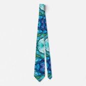 Cravate Deep Ocean Abstract Design in Teal and Blue Fluid  (Devant)