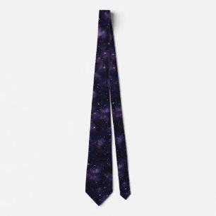 Cravate Deep Purple Starry Night AI Art