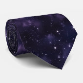 Cravate Deep Purple Starry Night AI Art (Roulé)