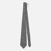 Cravate Défiler Damask Motif Rpt blanc sur noir (Devant)