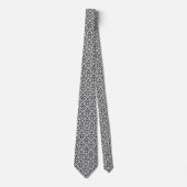 Cravate Défiler Damask Motif Rpt noir sur blanc (Devant)