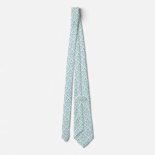 Cravate Défiler Damask Motif Turquoise (Dos)