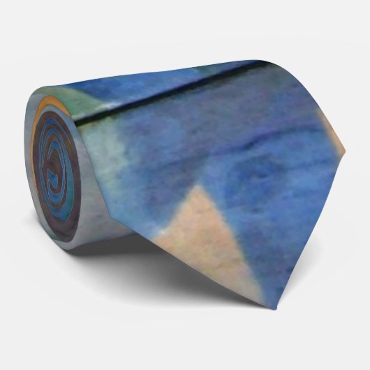 Cravate Delaunay Claasic Art Abstrait Peinture Bleu Vert (Roulé)