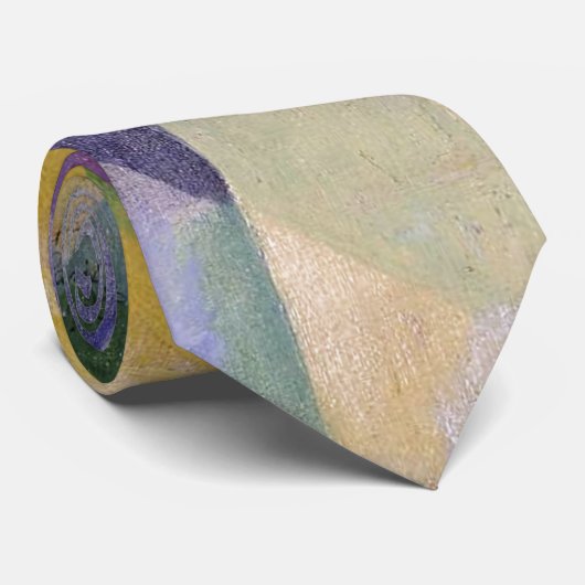 Cravate Delaunay Claasic Art Abstrait Peinture Bleu Vert (Roulé)
