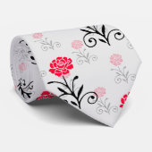 Cravate Délicat Motif floral rouge (Roulé)