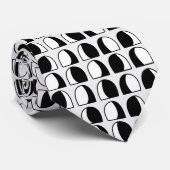 Cravate Demi-cercle noir et blanc géométrique (Roulé)