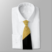 Cravate Demi d'or et élégant diagonal noir (Attaché)