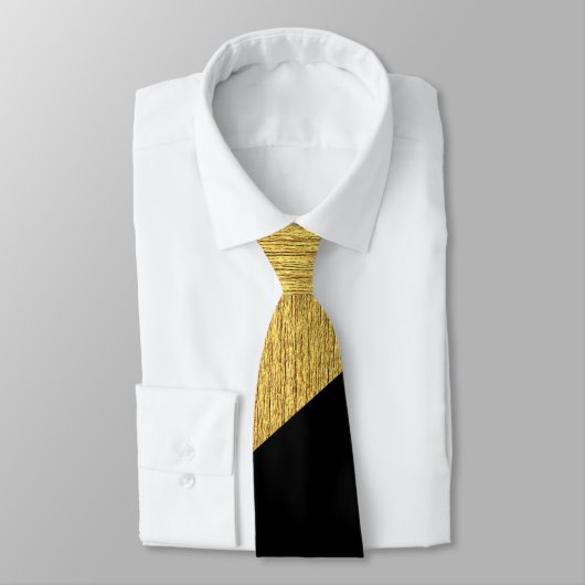 Cravate Demi d'or et élégant diagonal noir (Attaché)