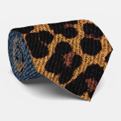 Cravate Denim et léopard (Roulé)