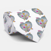 Cravate Denim Pocket Fleurs cardiaques Papillons (Roulé)