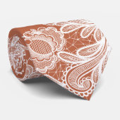 Cravate Dentelle blanche sur Terracotta (Roulé)