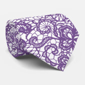 Cravate Dentelle violette sur blanc (Roulé)