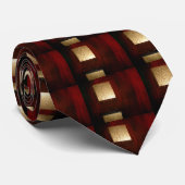Cravate des Carrés Abstraits Red Gold (Roulé)