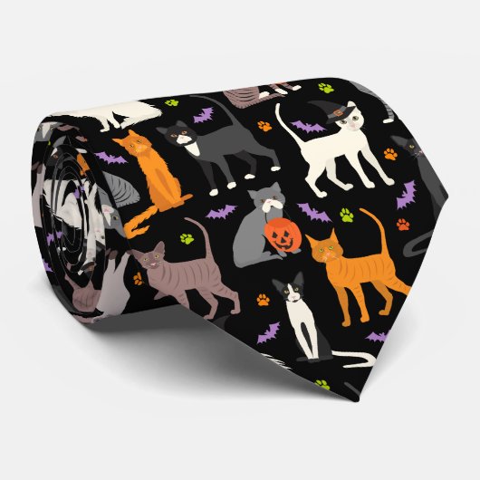 Cravate des chats d'Halloween (Roulé)