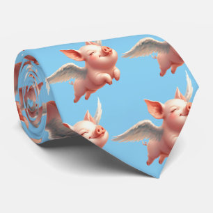 Cravate Des cochons mignons qui volent béatiment dans le c