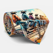 Cravate Des Cowboys Assis Sur Les Chutes De Rodéo (Roulé)