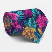 Cravate Des motifs floraux de néon vibrants illuminent la  (Roulé)