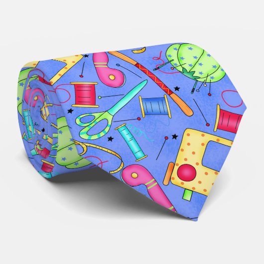 Cravate des notes de couture bleu périphérique (Roulé)