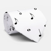 Cravate des points de note de musique blanche (Roulé)