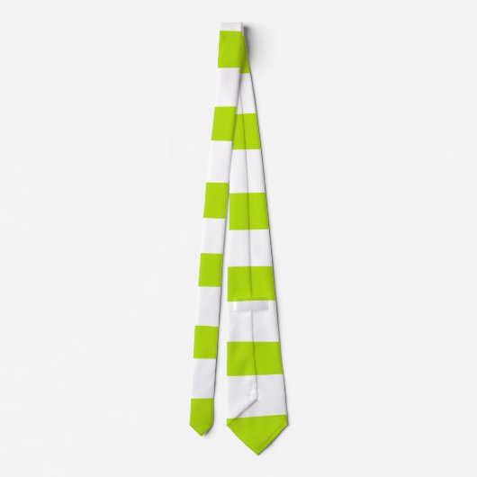 Cravate Des rayures inégales dans la chaux Vert et Blanc (Dos)