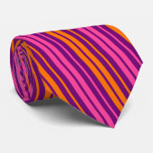 Cravate Design à rayures verticales rose orange violet (Roulé)