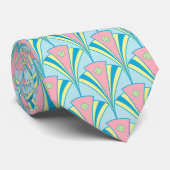 Cravate Design Art Déco Géométrique Pastel (Roulé)