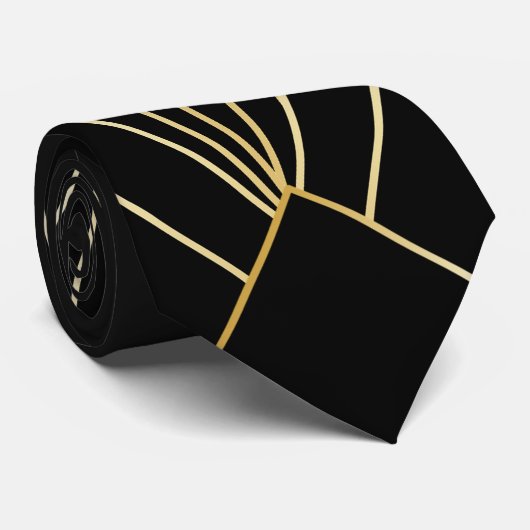 Cravate Design Art Déco noir (Roulé)